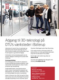 Flyer Adgang til 3D-teknologi i DTU's værksteder i Ballerup